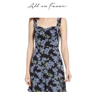All in Favor EUC Stella Ruffle Strap Blue Floral Mini Dress XXL